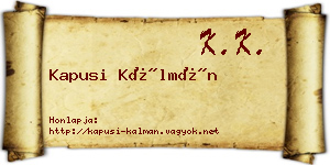 Kapusi Kálmán névjegykártya